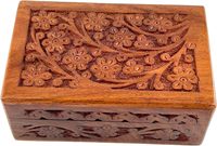 Boîte à bijoux en bois haut de gamme personnalisée, motifs sculptés à la main, boîte de rangement pour souvenirs, boîte à bibelots de qualité supérieure