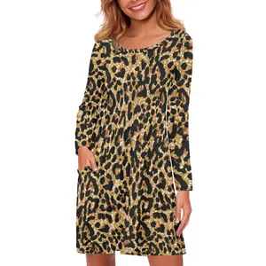 Mát Leopard in tùy chỉnh được thiết kế ăn mặc nhà sản xuất bán Polyester Spandex đôi túi ăn mặc giản dị mùa hè Ăn mặc