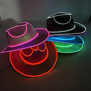 Özel Logolu LED Neon Işıklı Pullu Kovboy/Kovgirl Şapkası, Parti ve Düğünler İçin Yanıp Sönen Işıklarla - Product Image 3