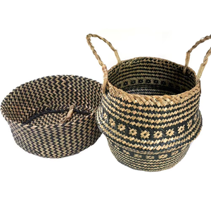<span class=keywords><strong>Pot</strong></span> de fleurs <span class=keywords><strong>pliable</strong></span> en jonc de mer tressé à la main pour buanderie, jouets, articles ménagers, plantation de fleurs et de plantes - Product Image 2