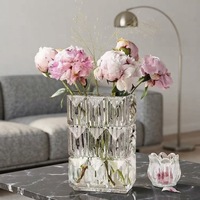 Vase à fleurs en verre transparent sur mesure, design simple et minimaliste, vente en gros
