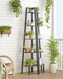 Estante de Esquina, Estantería de Esquina de 5 Niveles, Estante Tipo <span class=keywords><strong>Escalera</strong></span> Rústico, Soporte de Exhibición Industrial para Sala de Estar, Cocina, Oficina en Casa - Product Image 6