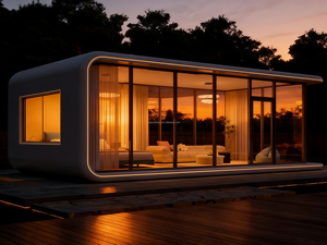 Maison capsule spatiale de luxe, villa modulaire préfabriquée, mini-maison intelligente avec fenêtre panoramique en verre pour hôtel de villégiature, glamping, camping - Product Image 6