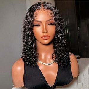 Promotion 62$ Vente en gros Perruques avec closure en dentelle 2x6 pour femme noire, Perruques 100% cheveux humains, Perruques couleur bordeaux en dentelle frontale - Product Image 1