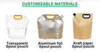 Sac d'emballage souple personnalisé pour liquides et jus, avec bec verseur et poignée de transport, pour eau potable, 3L 5L, usage extérieur