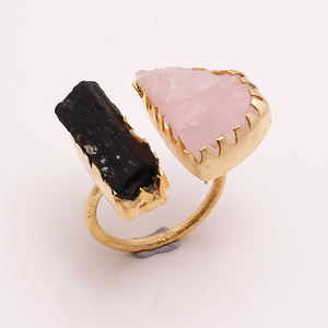 Bague plaquée or en argent sterling 925, tourmaline noire naturelle, bague en pierres précieuses aigue-marine, exportateur de bijoux en argent 925 fait à la main - Product Image 5