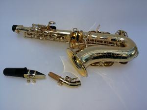 Meilleure Vente Sax <span class=keywords><strong>Soprano</strong></span> OEM Bonne qualité Or laque Jaune en laiton corps Bb ton Saxophone <span class=keywords><strong>Soprano</strong></span> Courbé (JSSC-750) - Product Image 2