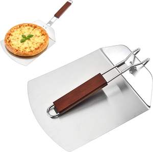 Outils et accessoires de pâtisserie, <span class=keywords><strong>pelle</strong></span> à <span class=keywords><strong>pizza</strong></span> pliable en acier inoxydable avec manche en <span class=keywords><strong>bois</strong></span>, <span class=keywords><strong>pelle</strong></span> à <span class=keywords><strong>pizza</strong></span> pour four à <span class=keywords><strong>pizza</strong></span> - Product Image 4