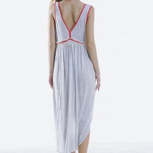 Vestido Casual de Verano para Mujer, Diseño Floral, Tejido de Punto, Cuello en V, Bordado, Transpirable, Nuevo Modelo - Product Image 4