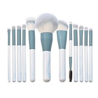 Haute qualité 12 pièces pinceaux de maquillage végétaliens bois marbre conception marque privée en gros fond de teint professionnel ensemble de pinceaux cosmétiques