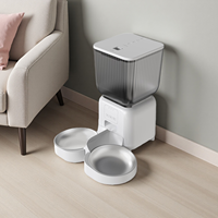 Distributeur automatique de nourriture pour animaux de compagnie intelligent avec contrôle par application WiFi, pour chats et chiens, 4,5 L, double bol, facile à nettoyer, réservoir transparent, acier inoxydable double