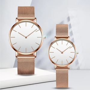 Montres de couple ultra-fines en acier inoxydable à double aiguille, mouvement à quartz japonais, design tendance pour les amoureux - Product Image 6
