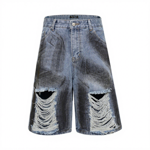 Jeans de Mezclilla de Alta Calidad, Diseño Desgastado, Corte Recto, Tejido de Algodón, Personalizados, Estilo Vintage Y2K, Rotos, para Hombre - Product Image 1