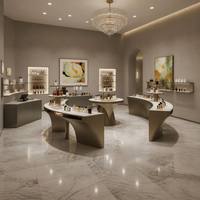 Meuble de présentation cosmétique incurvé moderne sur mesure, comptoir îlot en métal pour parfums, vitrine murale LED pour magasin de beauté de luxe