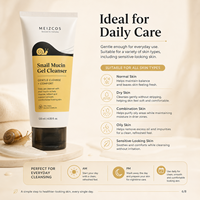 Nettoyant en gel à la mucine d'escargot avec base nettoyante aux acides aminés, lavant visage au panthénol et allantoïne pour un soin quotidien doux du visage