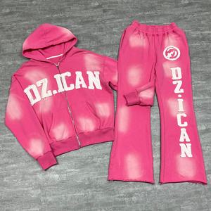 Ensemble survêtement et sweat-shirt en molleton épais délavé au soleil, molleton français, broderie personnalisée, lavage à l'acide, survêtement ample pour homme - Product Image 1