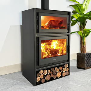 Stufa <span class=keywords><strong>a</strong></span> <span class=keywords><strong>Legna</strong></span> Moderna da Interno, Caminetto Indipendente con Forno per Pizza Integrato - Product Image 5