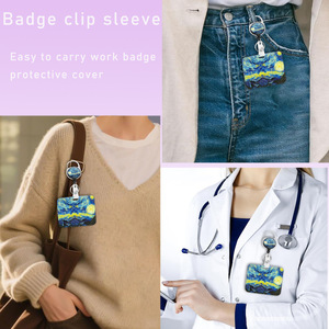 In stock: Night Sky Retractable Badge Clip Keychain with Horizontal <b>ID</b> Card <b>Holder</b>, Double-sided UV Printed Polyester Lanyard - Product Image 3