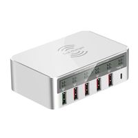 Station de charge USB sans fil 50W/100W 6 ports avec écran LCD à port USB 3.0 à charge rapide pour téléphones intelligents, tablette