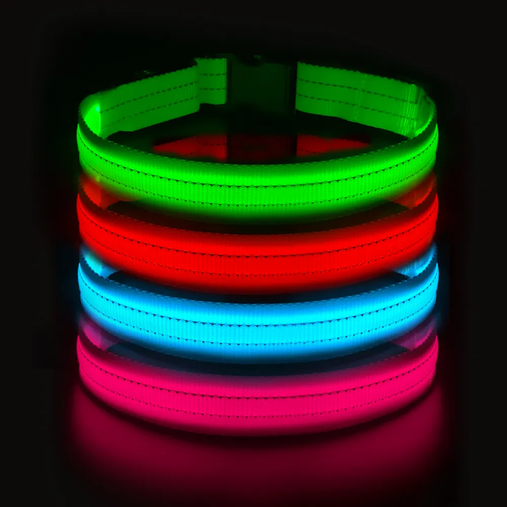 New Arrival Glowing In Dark Make Pets Safe Dog Collars Rechargeable Led Dog Collar