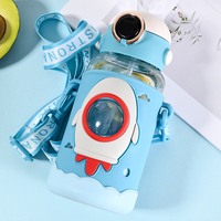 Summer New Cute Cartoon Straw Type Cup High Value Portable Anti-Fall Cup for Children Bouteilles d'eau Cute Water Bottle Astronaut