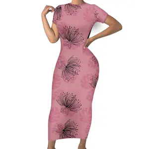 فساتين نسائية لطيفة للحفلات من شركة هاواي Lehua للبيع بالجملة بكميات كبيرة مطبوعة فستان قصير بأكمام قصيرة للفتيات