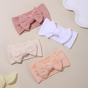 <span class=keywords><strong>Bandeau</strong></span> bébé en nylon doux avec accessoires de cheveux extensibles à double nœud pour nouveau-né enfant en bas âge filles cadeau - Product Image 4
