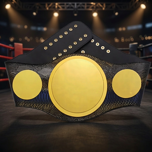 Ceinture de champion personnalisée en cuir véritable, trophée de sport de combat lourd plaqué or avec logo gravé - Product Image 3