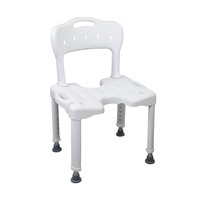 DA-6058E Chaise de douche réglable en hauteur pour la maison, avec accoudoirs larges, trous de drainage, coussin en EVA, pieds à ventouse robustes, installation rapide sans outil