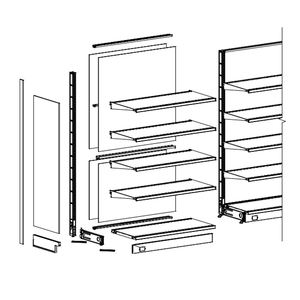 <span class=keywords><strong>Étagère</strong></span> de présentation gondole monoface noire à 5 niveaux en bois mélaminé avec revêtement en poudre de fer grande capacité - Product Image 2