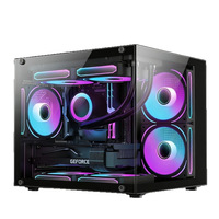 Boîtier PC Gaming Mini 240mm à Refroidissement Liquide avec Vue sur l'Océan, Verre Trempé Latéral Transparent, Ports USB 3.0 Frontaux Micro ATX, Style Vertical