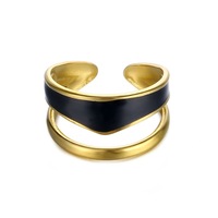 Bagues ouvertes de mariage en acier inoxydable multicolores, double couche, ajustables, plaquées or 18 carats, bijoux pour femmes