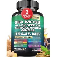 Capsules de résine de Shilajit et de mousse de mer, capsules de mousse de mer et crinière de lion, 180 capsules de mousse de mer et Shilajit avec 8 herbes