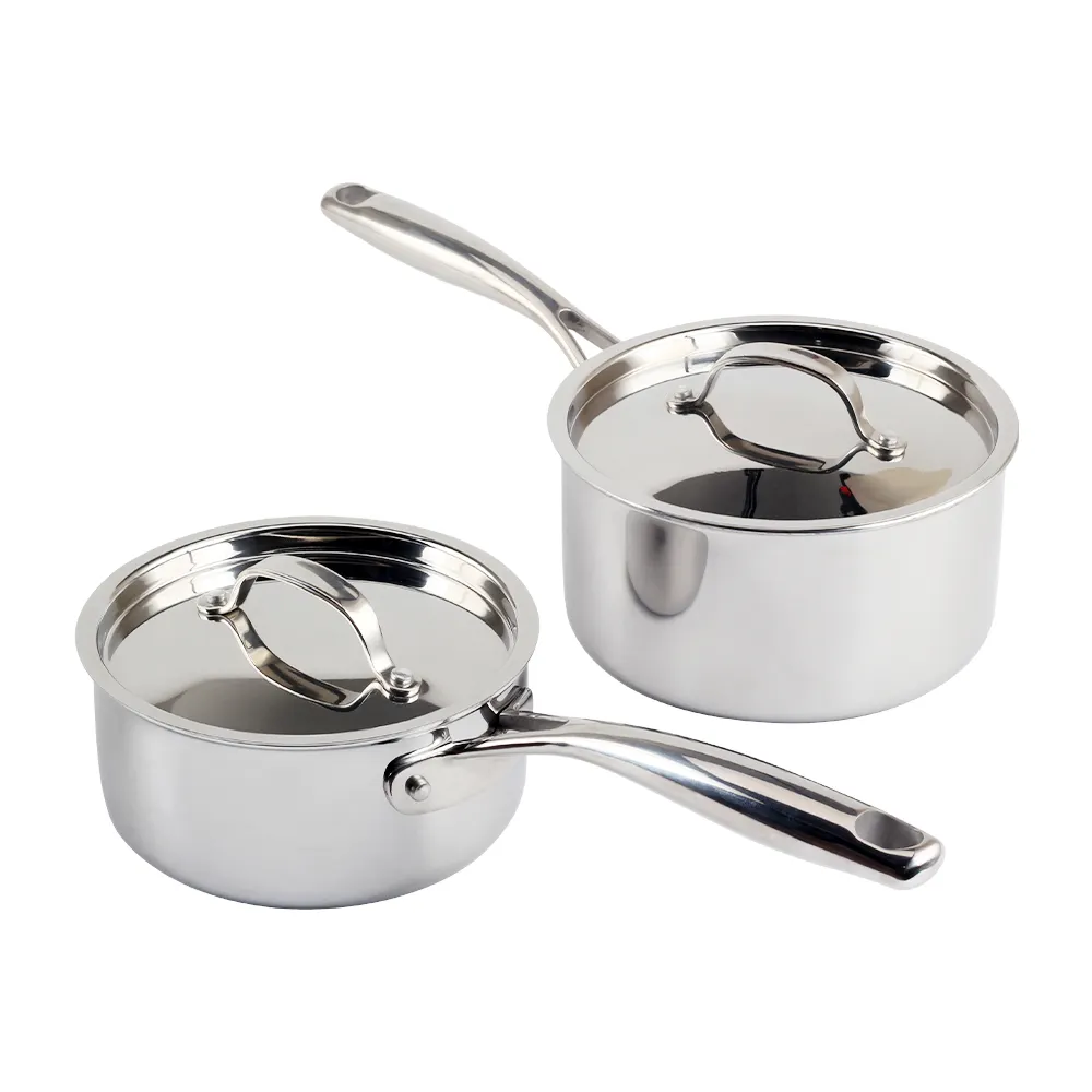Professional Quality Cookware Tri-ply Clad Home Cooking   Commercial Kitchen Surface Induction Oven Safe Sauce Pot Sauce Pans
