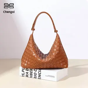 กระเป๋าถือทรงกล่องอาหารกลางวันแบบทอมือ ลายเรขาคณิต ดีไซน์เรียบง่าย ทันสมัย สำหรับฤดูใบไม้ร่วง  สะพายไหล่หรือถือใต้วงแขน  งานแฮนด์เมดคุณภาพสูง - Product Image 5