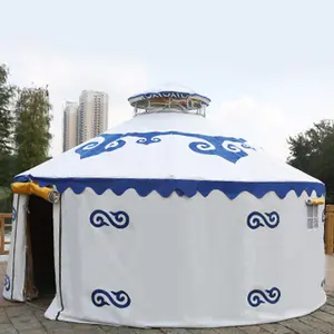 Tenda Pernikahan Tenaga Surya, Tenda Yurt Mongolia Mewah Kustom Bingkai Baja Tahan Air Modern untuk Dijual