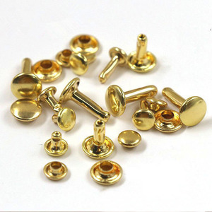 4mm 5mm 6mm 8mm 9mm 10mm 12mm <span class=keywords><strong>Rivet</strong></span> à double capuchon en laiton massif <span class=keywords><strong>couleur</strong></span> or pour cuir - Product Image 3