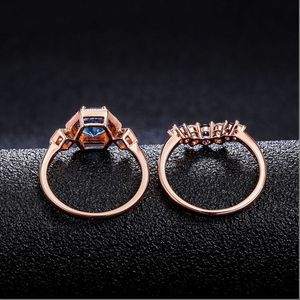 Bijoux fantaisie Couronne <span class=keywords><strong>saphir</strong></span> personnalisée Bague zircon or rose laiton pour femme - Product Image 3