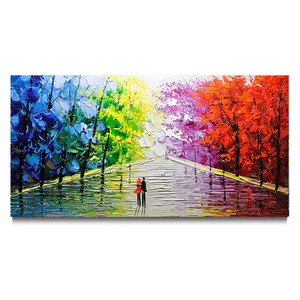 <span class=keywords><strong>Peinture</strong></span> à l'huile abstraite de <span class=keywords><strong>paysage</strong></span> forestier, couple <span class=keywords><strong>romantique</strong></span>, art texturé au couteau à palette, forêts colorées, <span class=keywords><strong>peinture</strong></span> acrylique sur toile - Product Image 1
