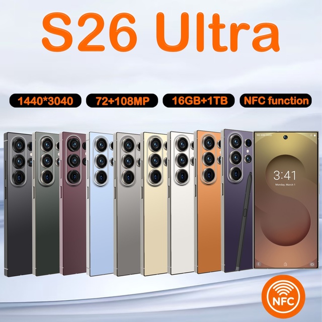 S26 Ultra NFC Function 5G Smartphone 108MP High Definition Camera 16GB+1TB Big Storage Smooth Operation Wholesale Mobile Phone