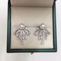 Boucles d'oreilles en perles d'eau douce de haute qualité SHDIYAYUN, exquises, pour femmes, double port, avec zircon, feux d'artifice, vente en gros