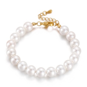 High Quality Stainless Steel PVD <b>Gold</b> Plated Natural Freshwater Pearls Dainty Pearl <b>Bracelet</b> for Women - Product Image 3