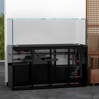 Aquarium pour Arowana en verre ultra-blanc avec fond noir, filtre intégré, support coulissant, double séparation sec-humide, sans tuyauterie