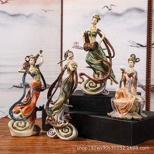 SE7ART Dunhuang Flying Apsara, sculpture en résine peinte à la main de style chinois classique, artisanat haut de gamme pour salon - Product Image 2