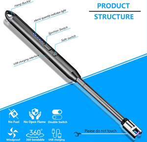 Quick & Easy 360 °   Briquet plasma à col flexible, coupe-vent et sans flamme, avec affichage LED, pour bougies, barbecue, grillades, camping, cuisinière et cheminée - Product Image 4