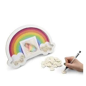 定制彩虹留言簿儿童木质相框30支木心3D影盒风格彩虹框