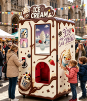 Nouveau kiosque à crème glacée sans personnel avec poudre de crème glacée et lait, sans raccordement à l'eau, pour des ventes automatiques 24h/24 et 7j/7