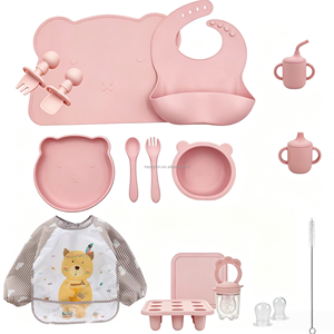 First Bites - Set de Alimentación para Bebés de 12 Piezas de Silicona LSR, Suministros para la Alimentación Complementaria, Babero No Tóxico, Cucharas, Vaso de Entrenamiento Antiderrames - Product Image 3