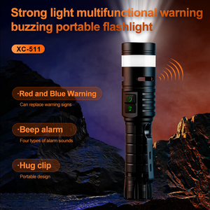 Helius Lámpara COB de luz roja y azul de emergencia para exteriores con 4 alarmas de pitido Linterna LED recargable de alta intensidad - Product Image 2