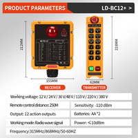 Grúa de control remoto industrial inalámbrica directa de fábrica, control remoto industrial, 12V, 24V, 36V, CC, CA, 1 unidad, 2 unidades